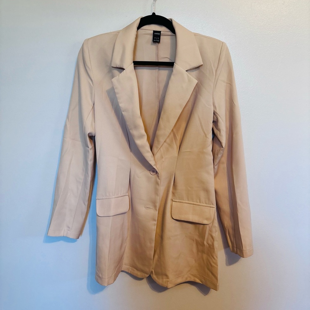 SHEIN silky long blazer with two buttons in front size small